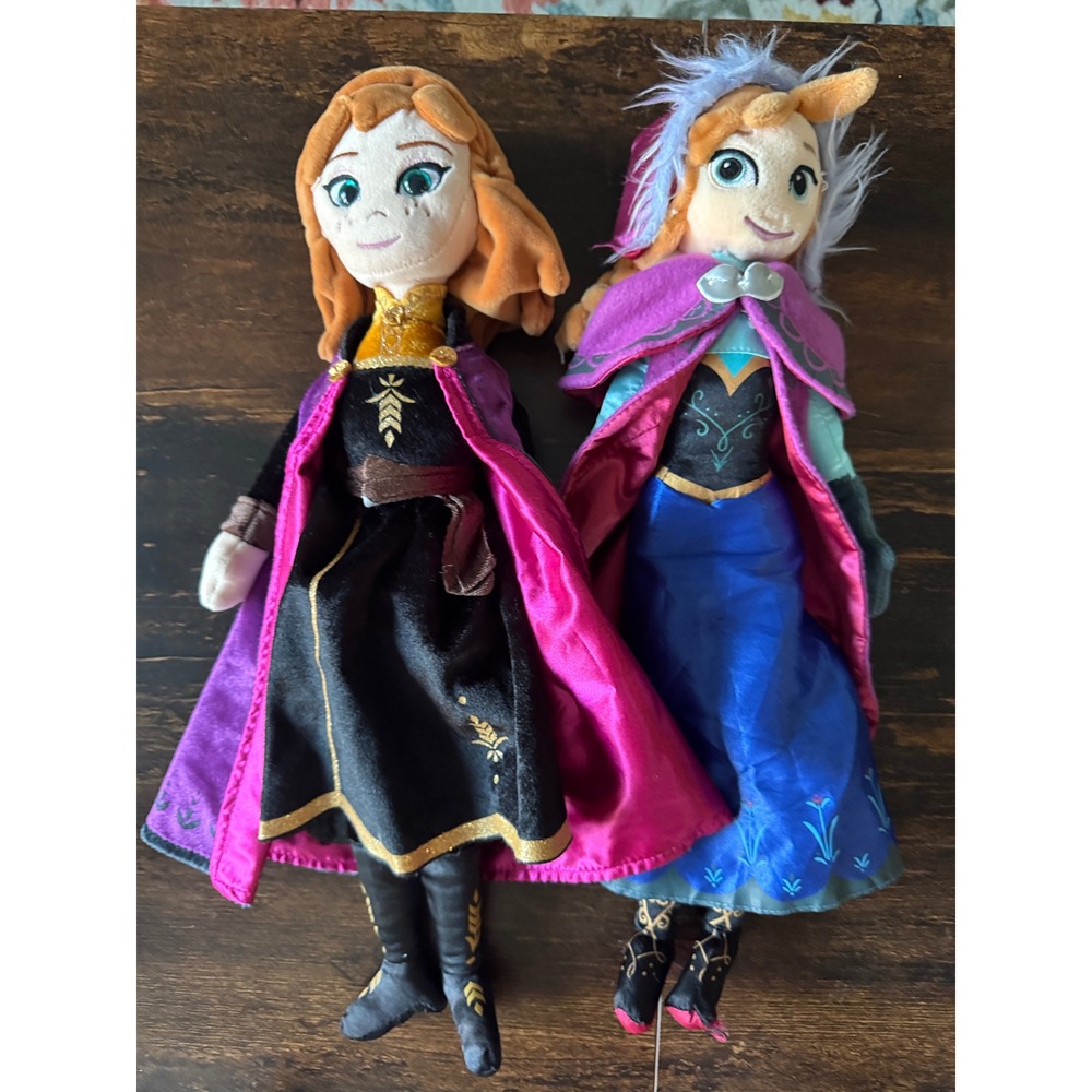 Disney Frozen Anna Plush Doll Set Frozen 2 Travel Outfit Soft Toy Lot of 2